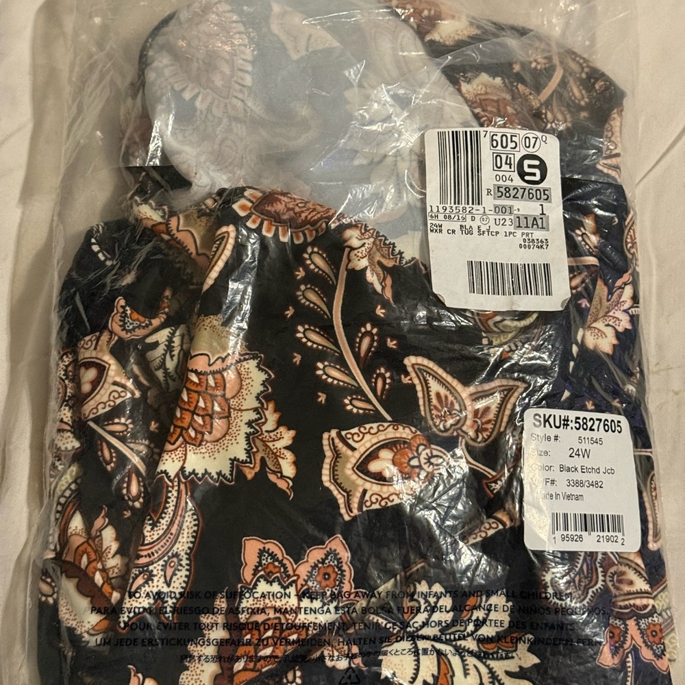 Lands' End Black Paisley One Piece Swimsuit IOP W TAGS size 3XL